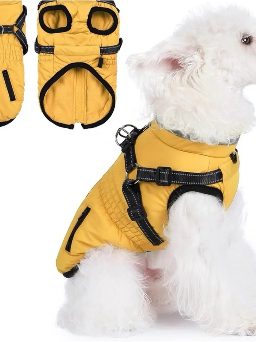 Pack 2 clothing’s dog Waterproof Black Dog Jacket with Reflective Trim and Hood